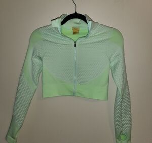 Daisy Seamless Textured Knit Zip Front Track Top Jacket